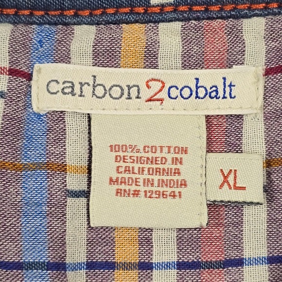 Carbon 2 Cobalt Shirt Mens XL Blue Polka Dot Confetti Sprinkles Button Casual - Picture 5 of 11